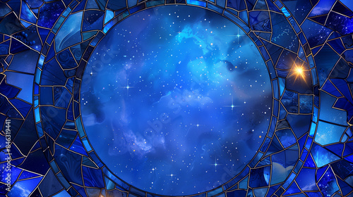 Blue Stained Glass Background Wallpaper