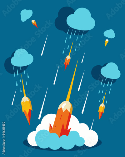 The insults fell like missiles from the clouds leaving scars that would take years for them to heal.. Vector illustration