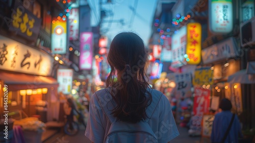 Vibrant Nightlife in Tokyo's Harajuku District Generative AI