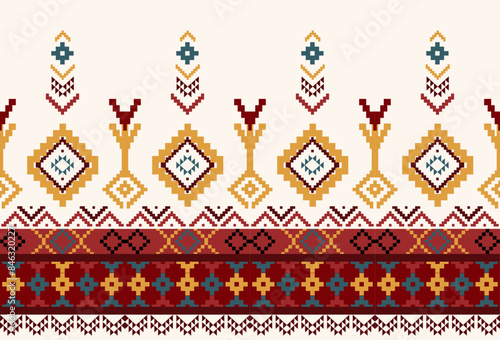 embroidery abstract Traditional geometric ethnic fabric pattern ornate elements with ethnic patterns design for textiles, rugs, clothing, sarong, scarf, batik, wrap, embroidery, print, curtain, carpet