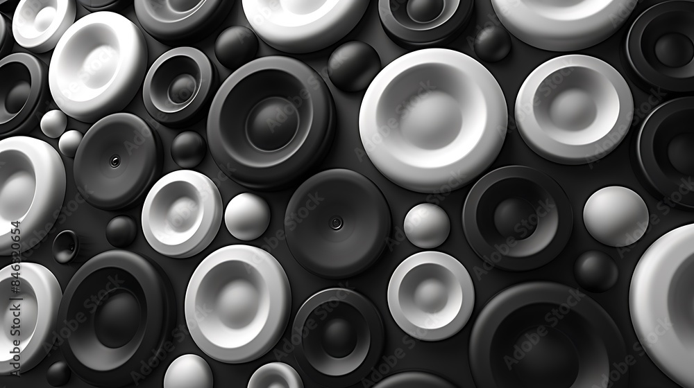 Circle mosaics in monochrome shades, optical illusion effect, hd quality, digital art, high contrast, sleek and modern, minimalist design, geometric pattern, elegant and sophisticated. Circle mosaics in monochrome shades, optical illusion effect, hd quality, digital art, high contrast, sleek and modern, minimalist design, geometric pattern, elegant and sophisticated.