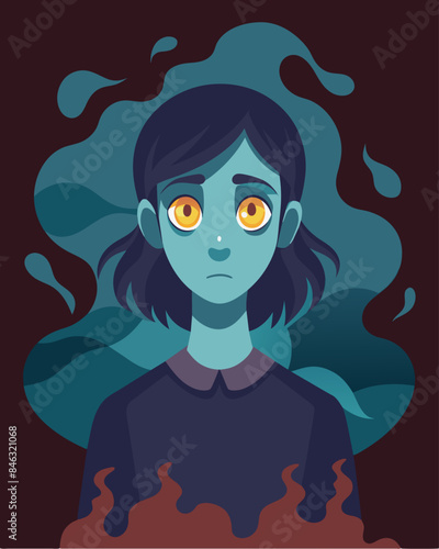 Those who dared to look into their eyes would see a flash of darkness and despair a reflection of the negative aura that seemed to consume them.. Vector illustration