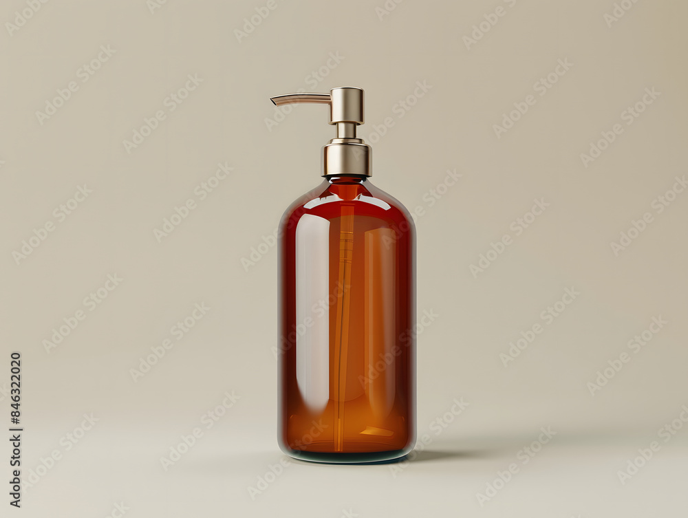 Amber Glass Pump Bottle Mock-Up Amber Glass Pump Bottle Mock-Up