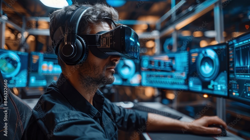 An Inventive Software Developer Creating An Augmented Reality Application, Blending The Digital With The Real World An Inventive Software Developer Creating An Augmented Reality Application, Blending The Digital With The Real World