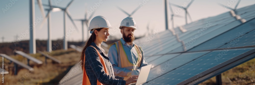Renewable Energy Engineers use solar panels and wind turbines for sustainable clean energy. They analyze data, develop green solutions, and ensure safety in the field of renewable technology Renewable Energy Engineers use solar panels and wind turbines for sustainable clean energy. They analyze data, develop green solutions, and ensure safety in the field of renewable technology