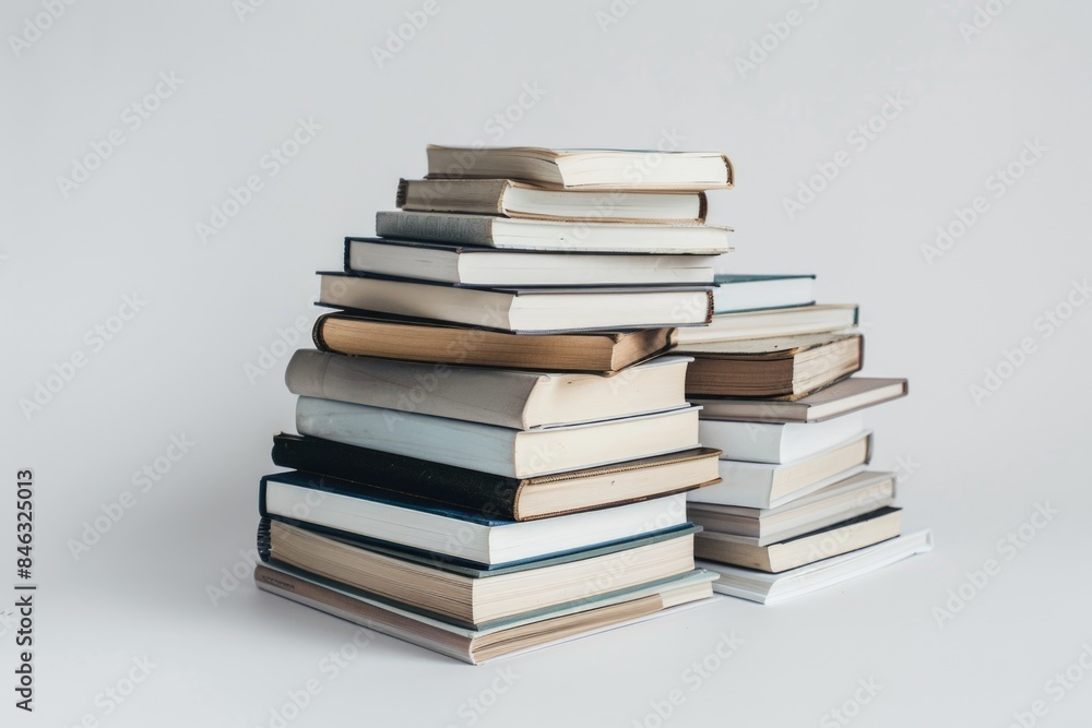 A stack of books with a white background A stack of books with a white background