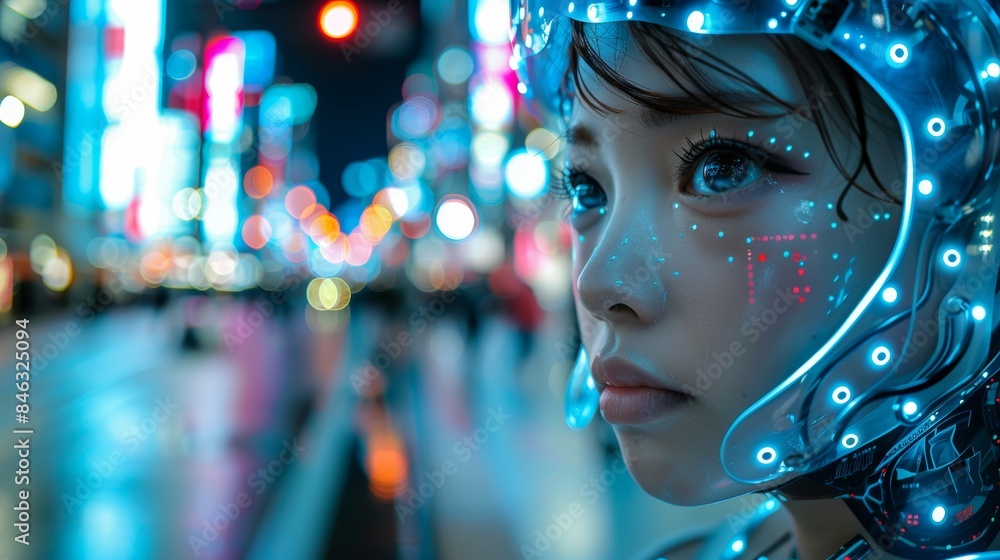 Fashionable Android in Neonlit Cityscape Generative AI Fashionable Android in Neonlit Cityscape Generative AI