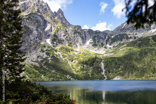 Fototapeta Naklejka Na Ścianę i Meble -  Landscape with lake and mountains. Tatra mountain massif. Lake 