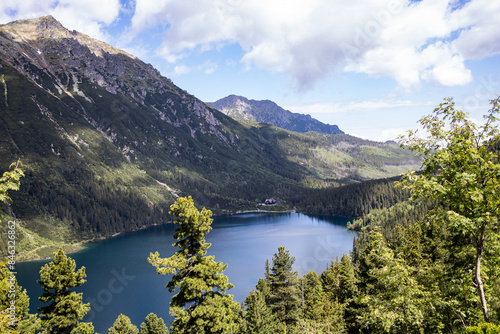 Fototapeta Naklejka Na Ścianę i Meble -  Landscape with lake and mountains. Tatra mountain massif. Lake 