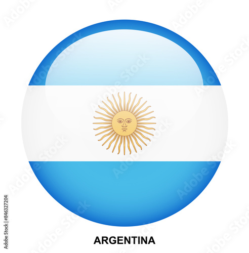 ARGENTINA flag button on white background