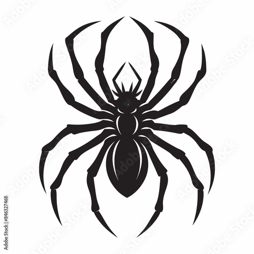 vector black spider on white background.