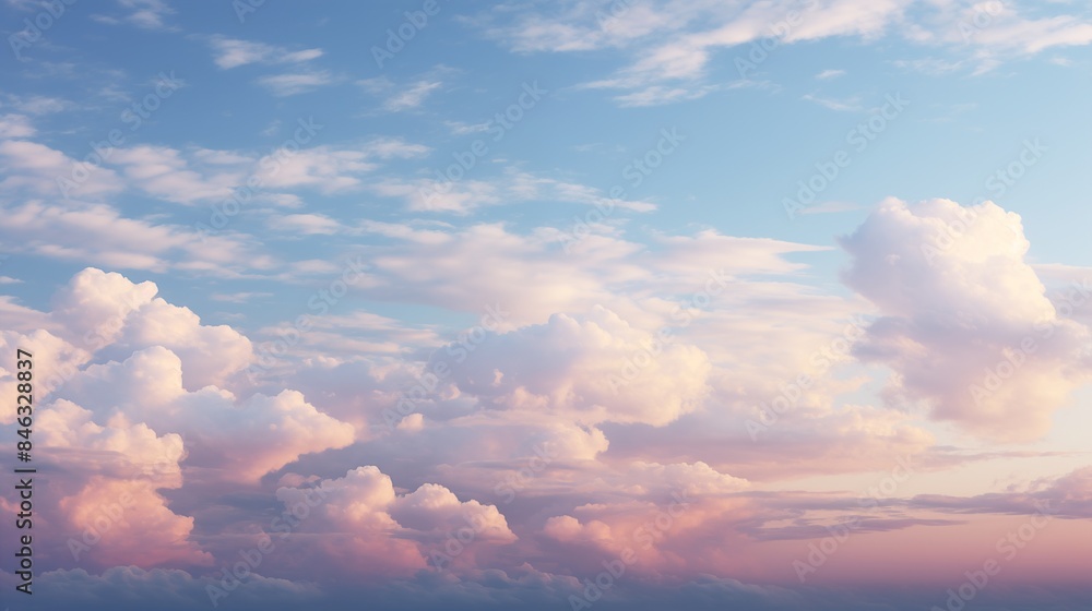 A Serene Evening Sky with Soft Pink Clouds at Sunset A Serene Evening Sky with Soft Pink Clouds at Sunset