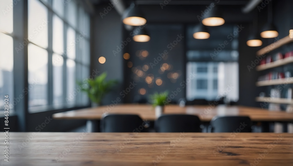 empty office desk with blurred background empty office desk with blurred background