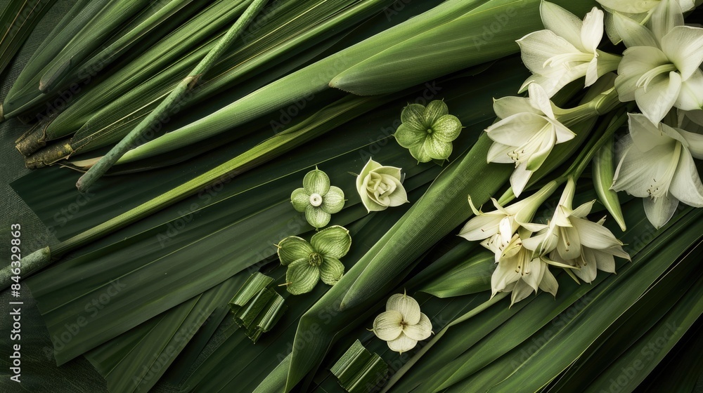 Obraz premium Flowers and sliced pandan leaves for decorating tombs or funerals