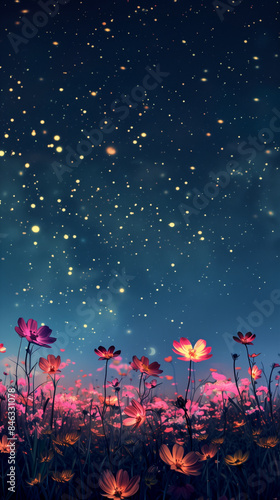 Night Sky and Flowers Wallpaper Background © TY