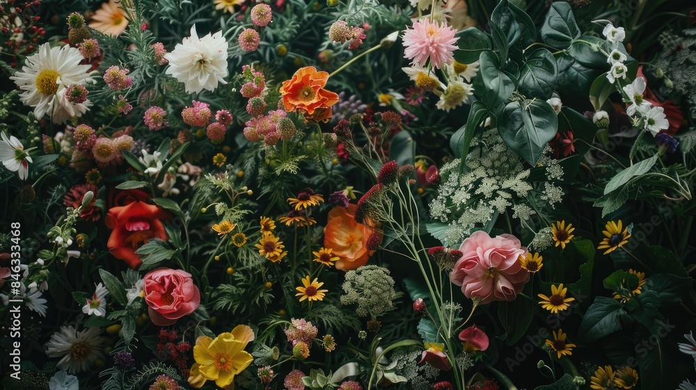 Obraz premium Different types of flowers found in a field