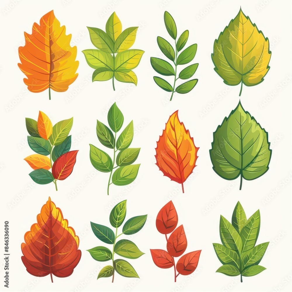 Fototapeta premium Isolated leaves clipart for digital and print design projects.