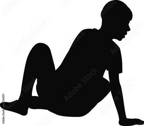 a boy lying down, silhouette vector