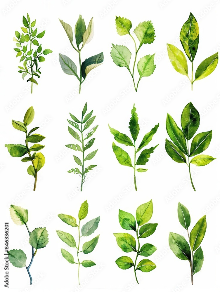 Isolated plant elements on a white background are perfect for seamless integration into various design projects. Isolated plant elements on a white background are perfect for seamless integration into various design projects.
