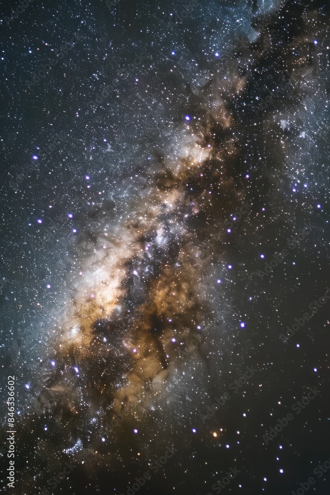 Fototapeta premium A starry sky with a long, thin line of stars in the middle