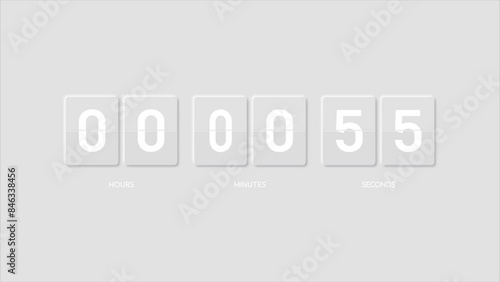 Minimal Embossed Countdown Timer 3d Flat Design Rounded Timer 1 Minutes 60 Seconds to 0 Seconds Animation 4K Footage Motion Video