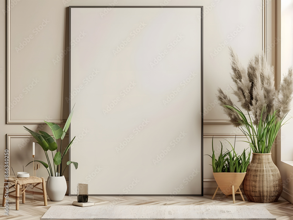 Modern Interior Blank Poster Frame Mock-Up Modern Interior Blank Poster Frame Mock-Up
