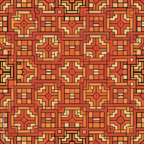 Seamless pattern of bricks with intricate patterns and designs painted on them, Generative AI