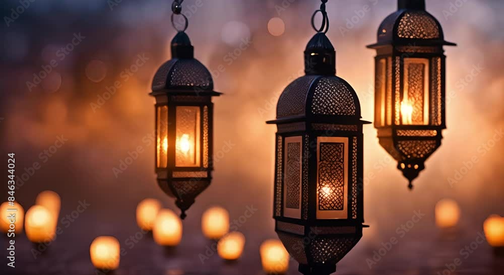 Arabic lanterns with elegant Ramadan Kareem background Arabic lanterns with elegant Ramadan Kareem background
