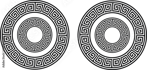 Circle greek frame. Decoration pattern. Fret traditional motif, Round meander border,beautifull border, famous vector