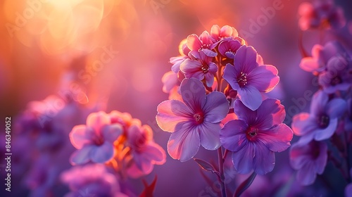  A close-up of vibrant purple heliotrope flowers in full bloom under the bright sunlight photo