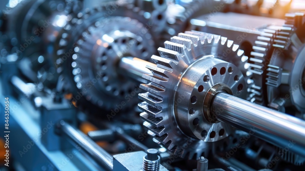 Close-up of Engineering and Technology interlocking gears and mechanical components Close-up of Engineering and Technology interlocking gears and mechanical components