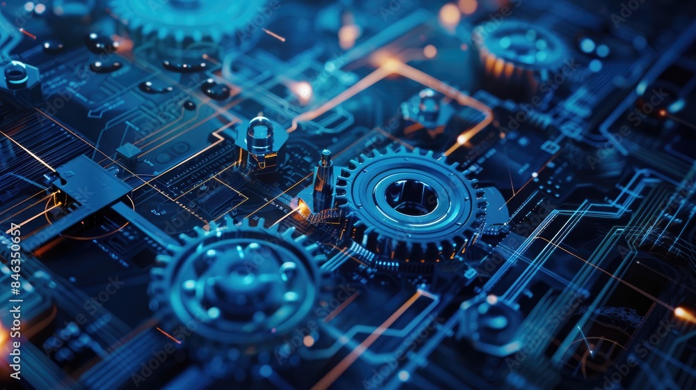 Close-up of Engineering and Technology interlocking gears and mechanical components Close-up of Engineering and Technology interlocking gears and mechanical components