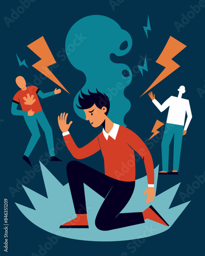 The echoes seemed to intensify when the person was at their most vulnerable making it difficult to escape the barrage of negativity.. Vector illustration