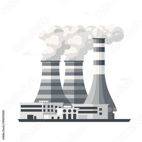 A factory with smokestacks and industrial buildings