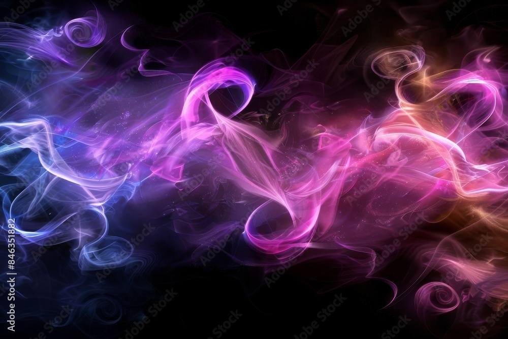 Fototapeta premium Abstract purple and pink smoke swirls creating a surreal and dreamy atmosphere in a digital art composition 