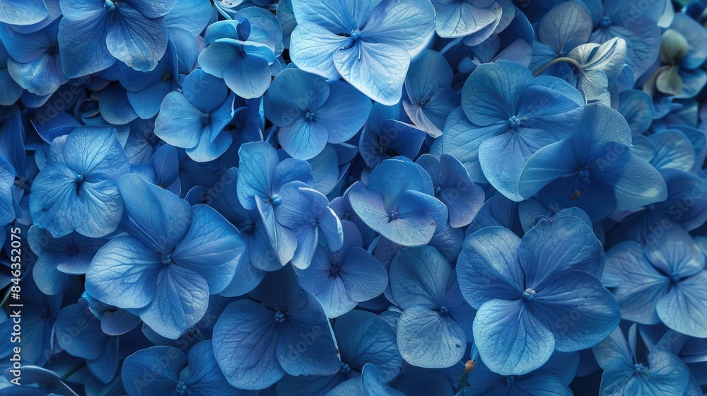 Flowering of gentle blue hydrangea blossoms Flowering of gentle blue hydrangea blossoms