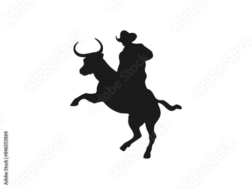 bull riding silhouette. good use for symbols, logos, mascots, icons, signs, webs, or any design you want.