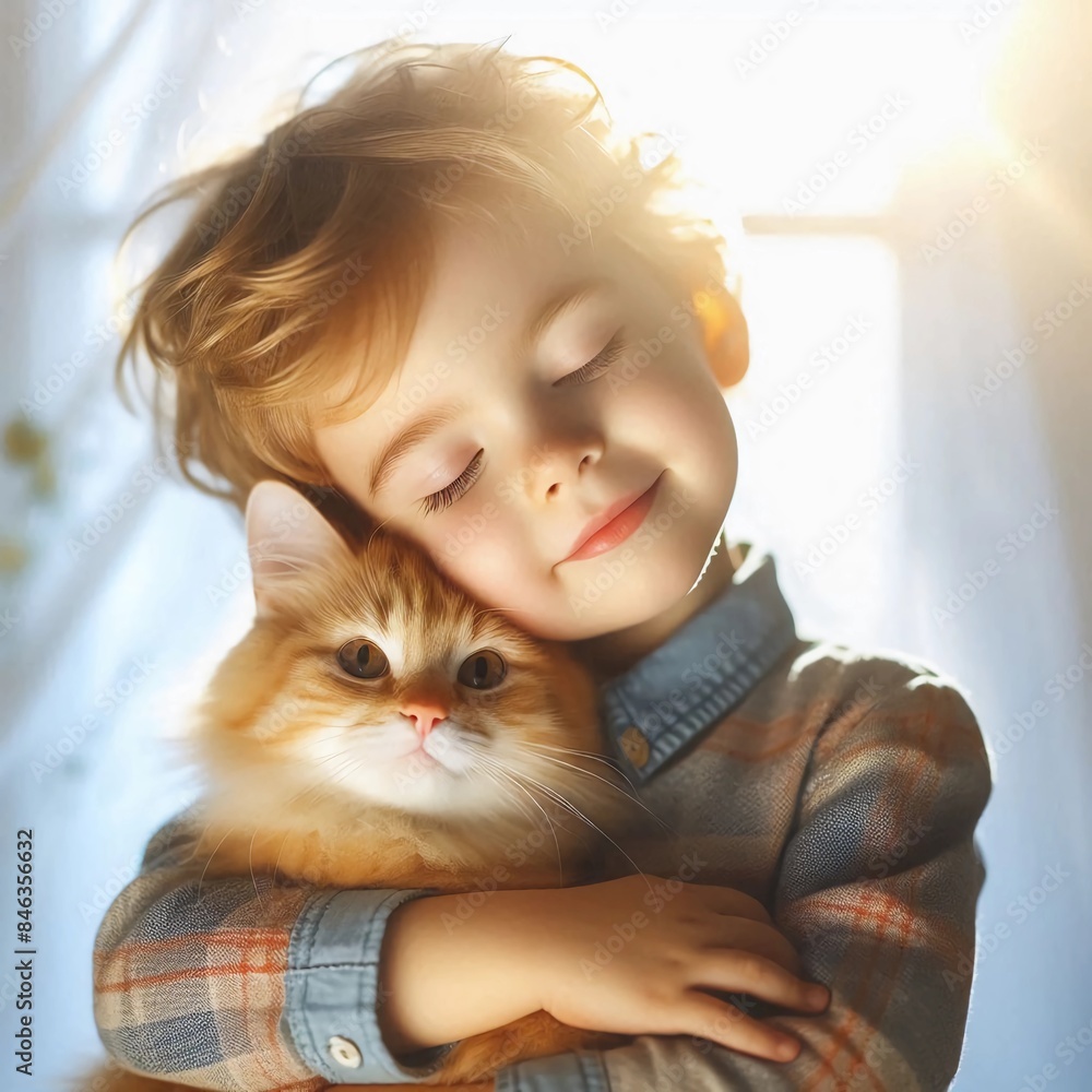 child with cat child with cat