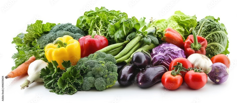 Fresh vegetables on a white background - promoting healthy eating and vegetarianism (with easily removable text) Fresh vegetables on a white background - promoting healthy eating and vegetarianism (with easily removable text)