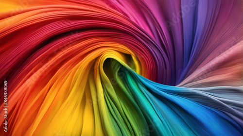 Close-up of colorful fabric spiraling into a beautiful rainbow