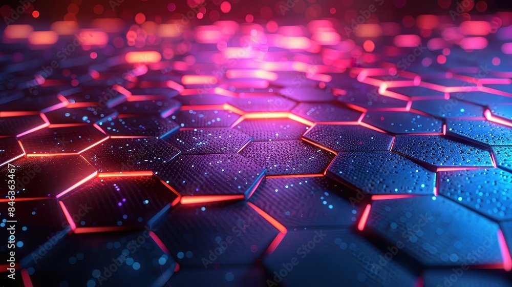 A close up of a blue and red hexagonal pattern with a blue background A close up of a blue and red hexagonal pattern with a blue background