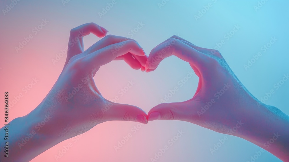 Fototapeta premium Female make hands heart on valentine day.