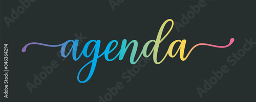 agenda . colorful vector mixed typography banner with brush calligraphy