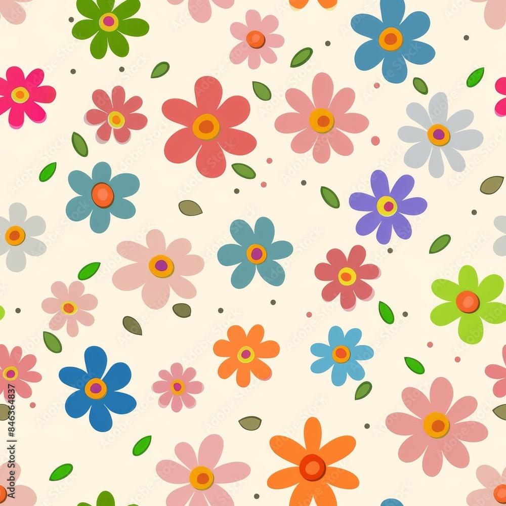 Colorful Floral Pattern Seamless Design