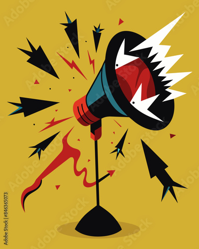 The speakers words were like venomtipped arrows causing pain and injury with each shot.. Vector illustration