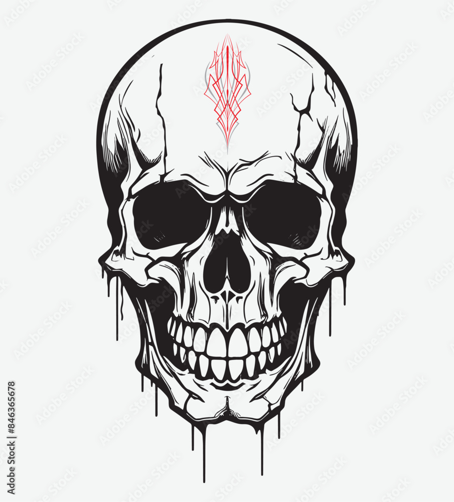 Fototapeta premium Skull Emblem isolated and Pinstriping illustration