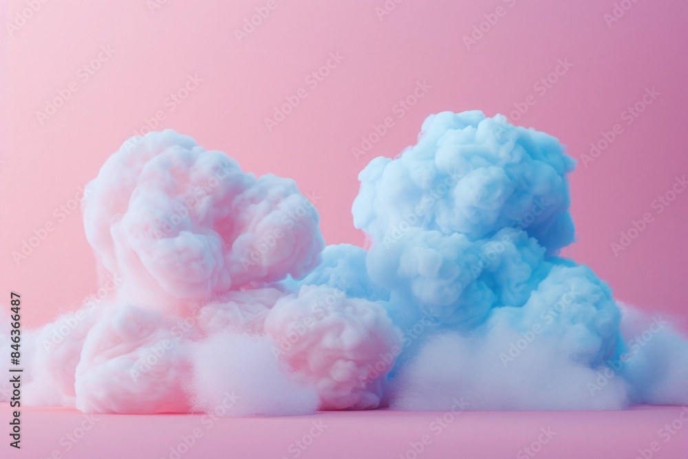 pink cotton candy on a stick, plain white and pink background pink cotton candy on a stick, plain white and pink background