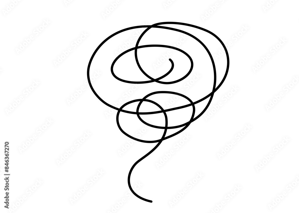 考えがまとまらない様子を表すぐるぐる線のイラスト 抽象的な感情表現素材