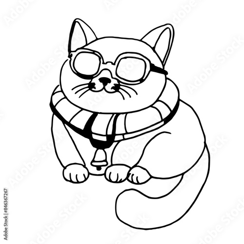 Grazioso gatto bagnino, illustrazione isolata 