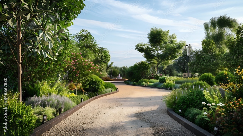 Landscape design of the park with plants : Generative AI Landscape design of the park with plants : Generative AI